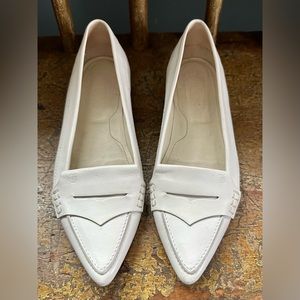 Tod’s White Pointed Flats Loafers